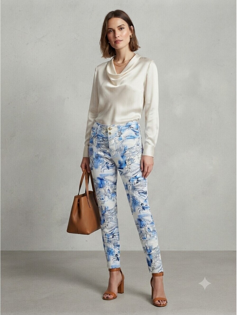 Chico's So Slimming Girlfriend Ankle Jeans Grecian Landscape. Size 8. Ret. $110